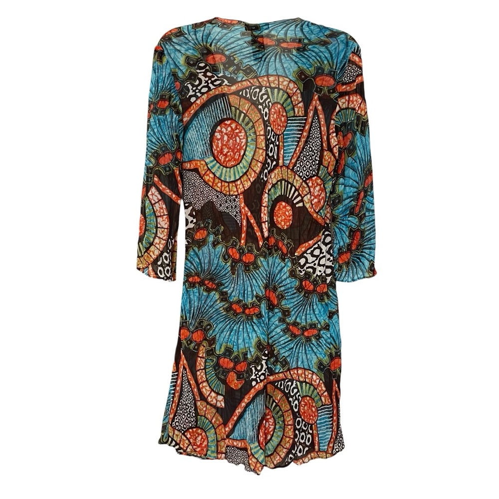 Bisou Bisou Boho Sheer Embellished 3/4 Sleeve Tunic Cover-up Dress - Picture 6 of 12